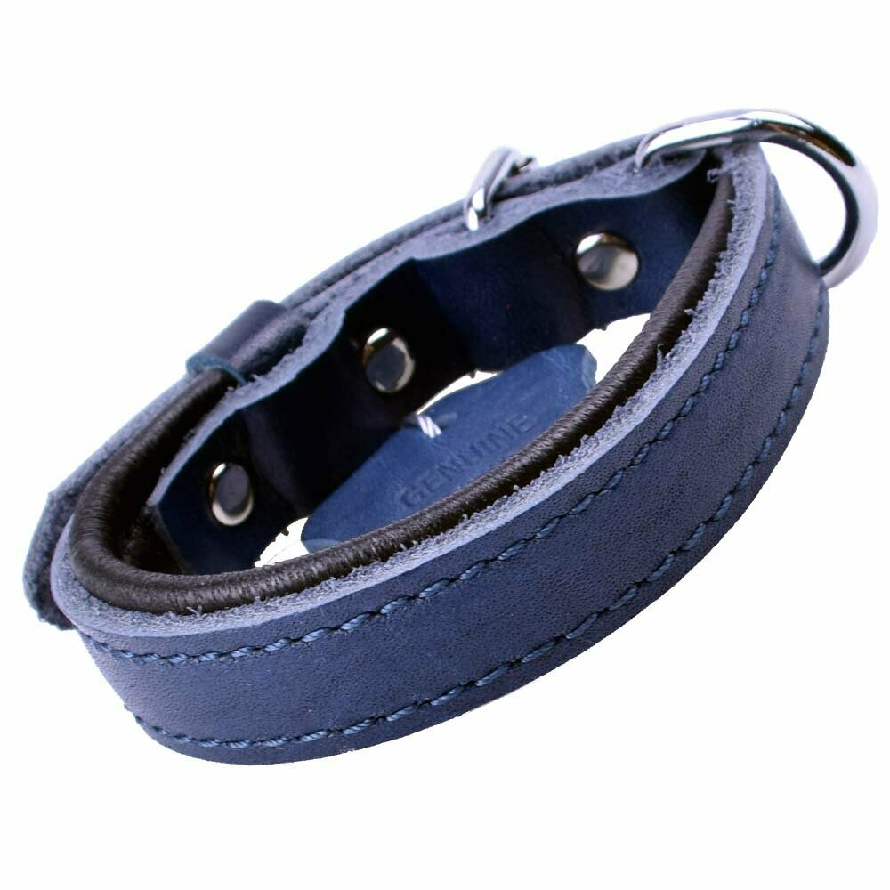 GogiPet ® Soft Lederhundehalsband blau mit 30 cm