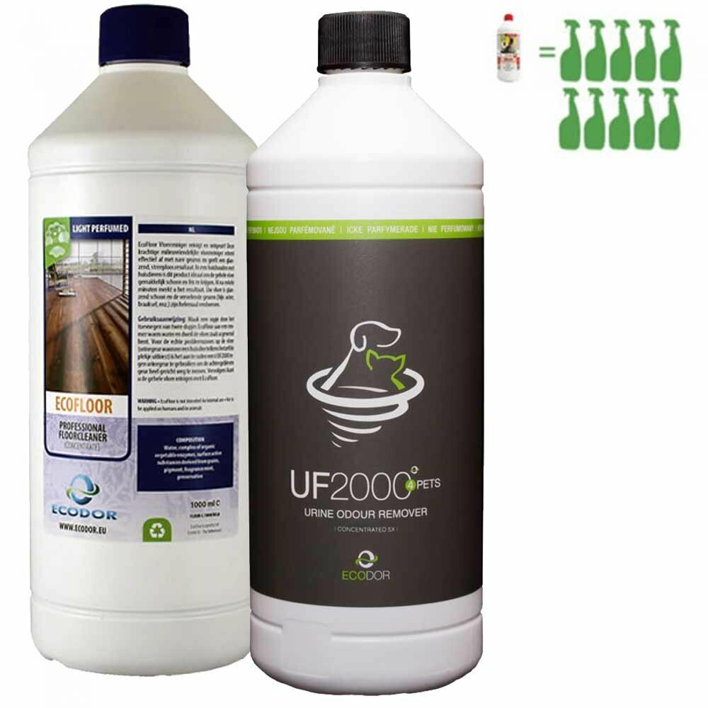 Ecodor UF2000 Konzentrat und EcoFloor das starke Paket gegen Uringeruch und Tiergerüche