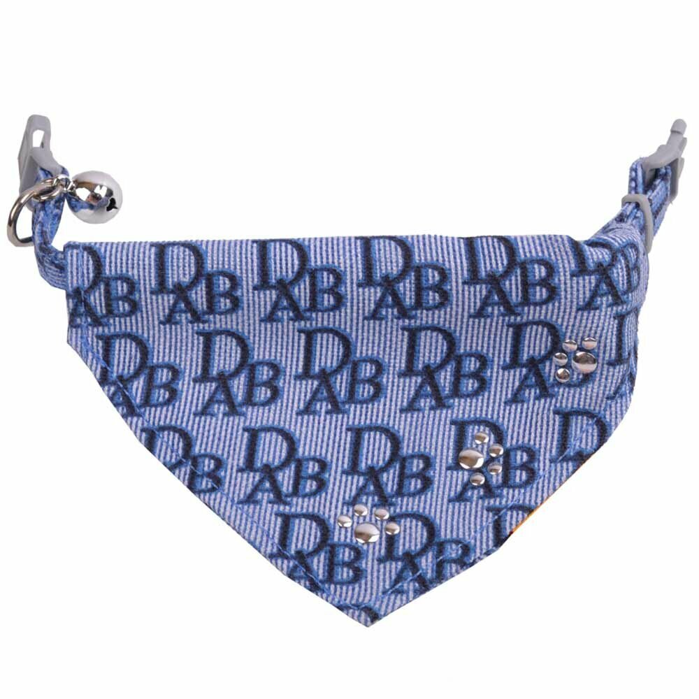 Blaues Hundehalstuch - Dreieckstuch für Hunde mit Hundehalsband