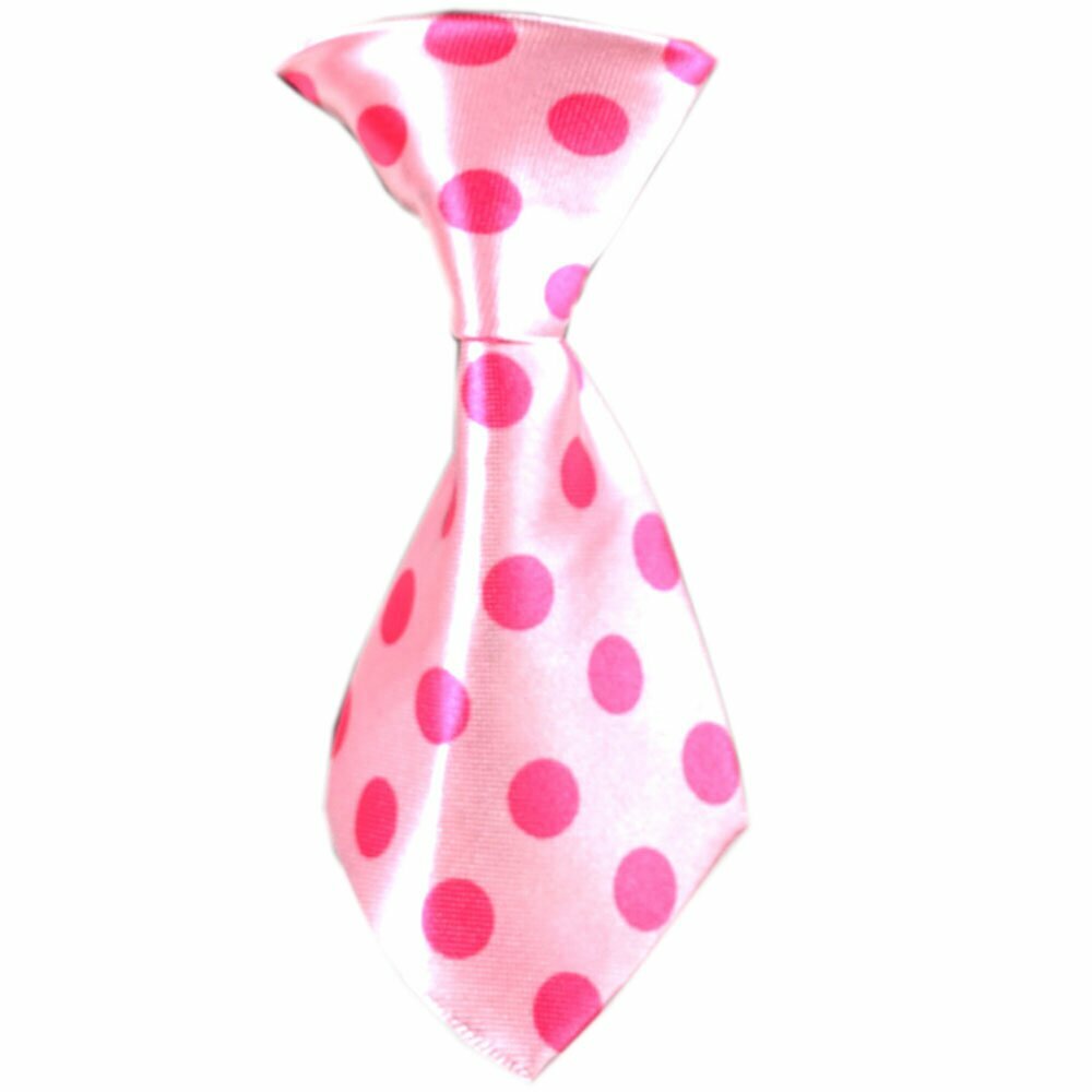 Krawatte für Hunde rosa mit pinkfarbenen Tupfen