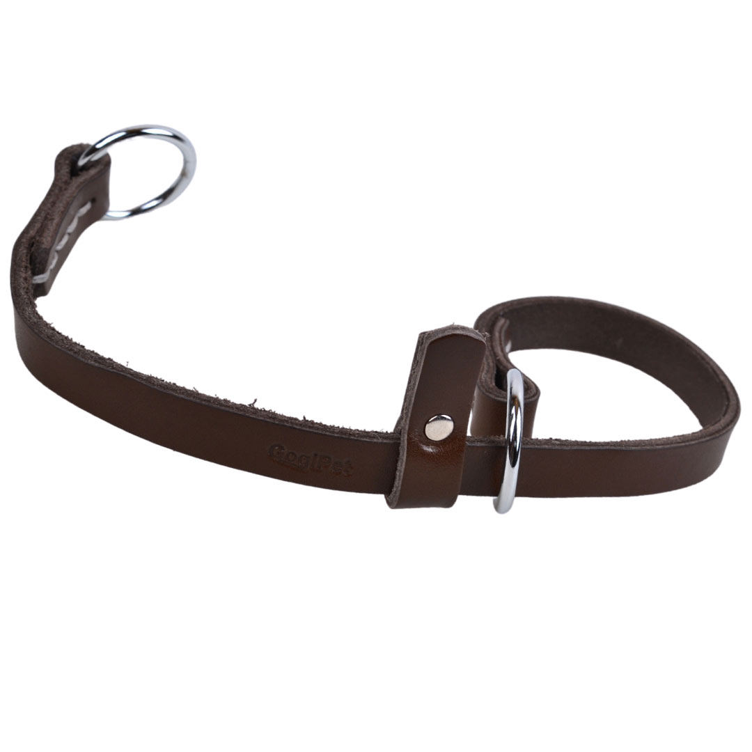GogiPet® Schlupfhalsband - Braunes Hundehalsband aus echtem Leder für Halsumfang von 21 - 40 cm