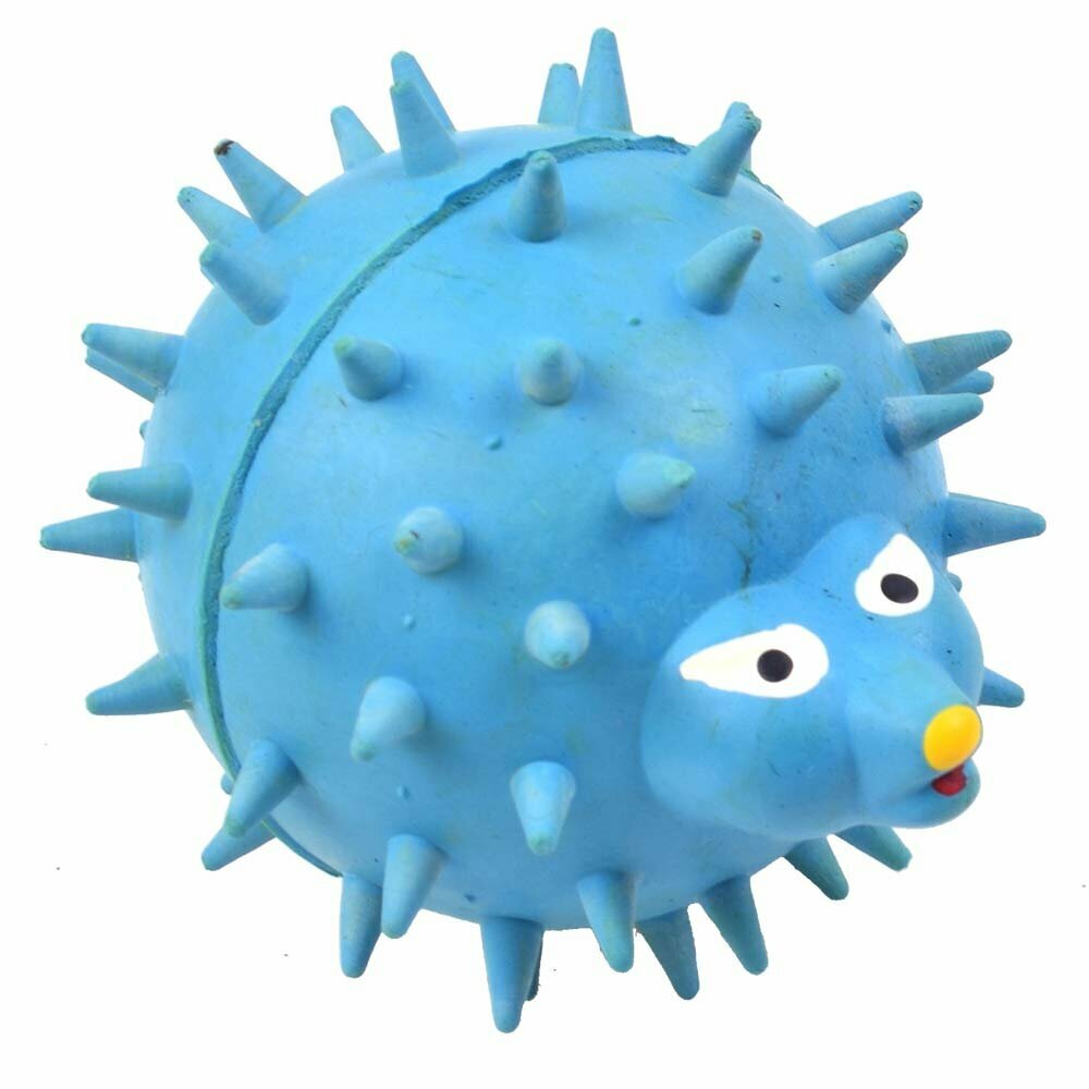 Hundespielzeug aus Gummi - Igel blau mit 7,5 cm Ø