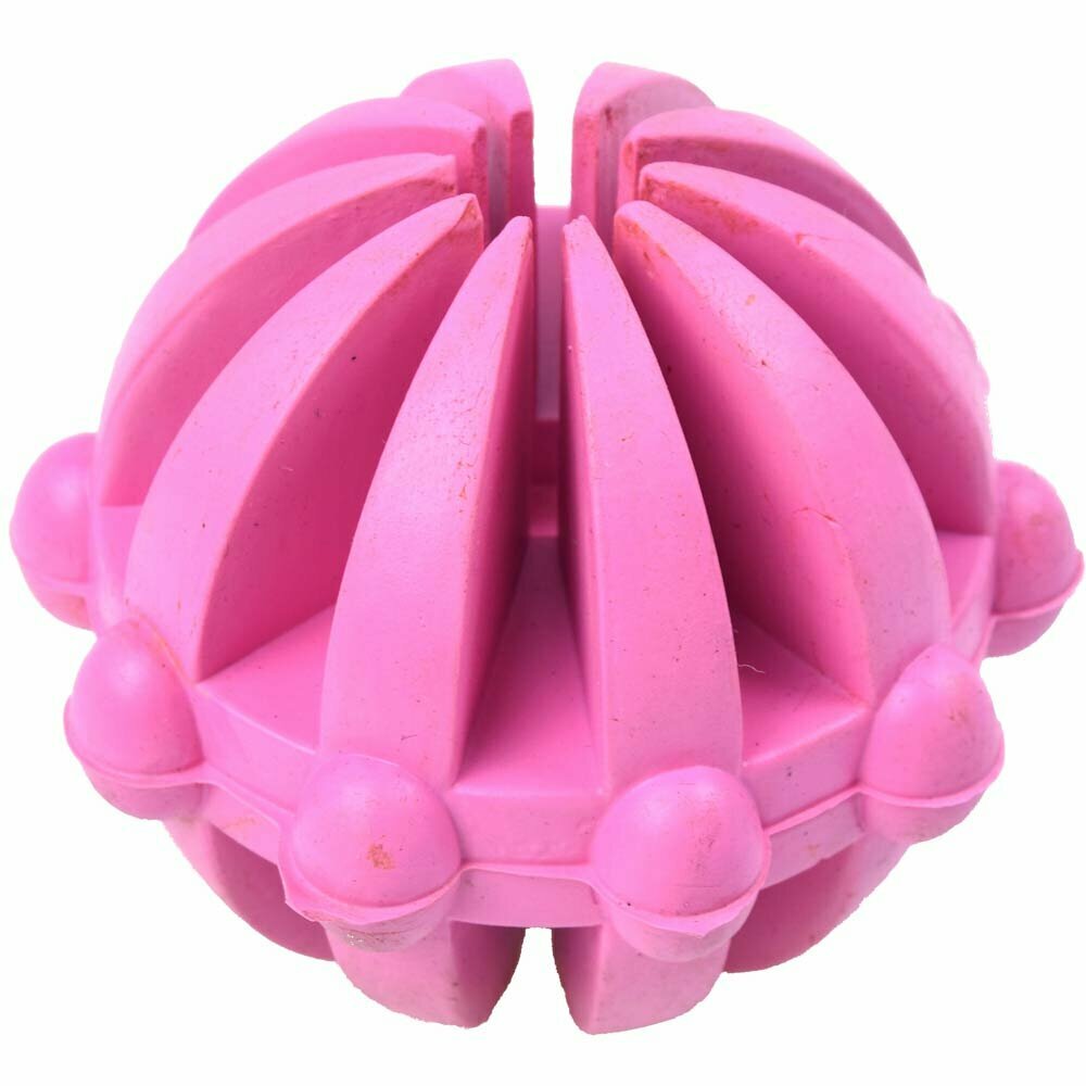 Hundespielzeug - rosa Gummiball für Snacks