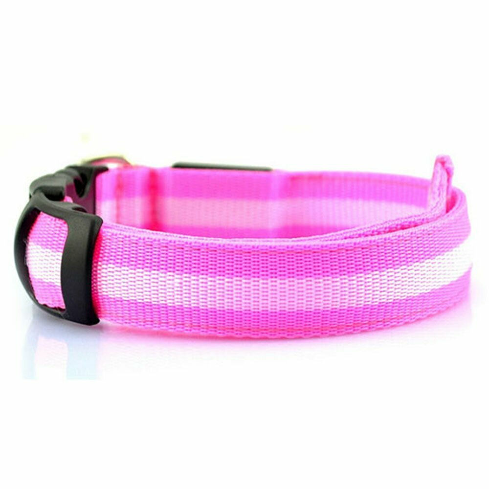 Größenverstellbares GogiPet ® Hundehalsband mit LEDs Rosa L