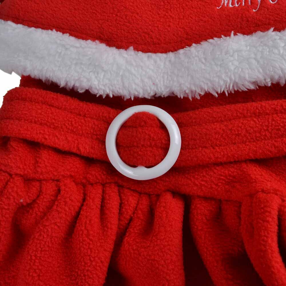 Weihnachtsmoden von GogiPet - rotes Hundekleid mit Gürtel