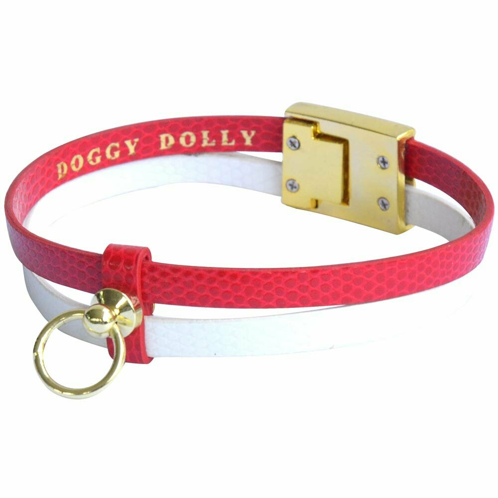 Hundehalsband - DoggyDolly Hundeschmuckhalsband Victoria Rot Weiß