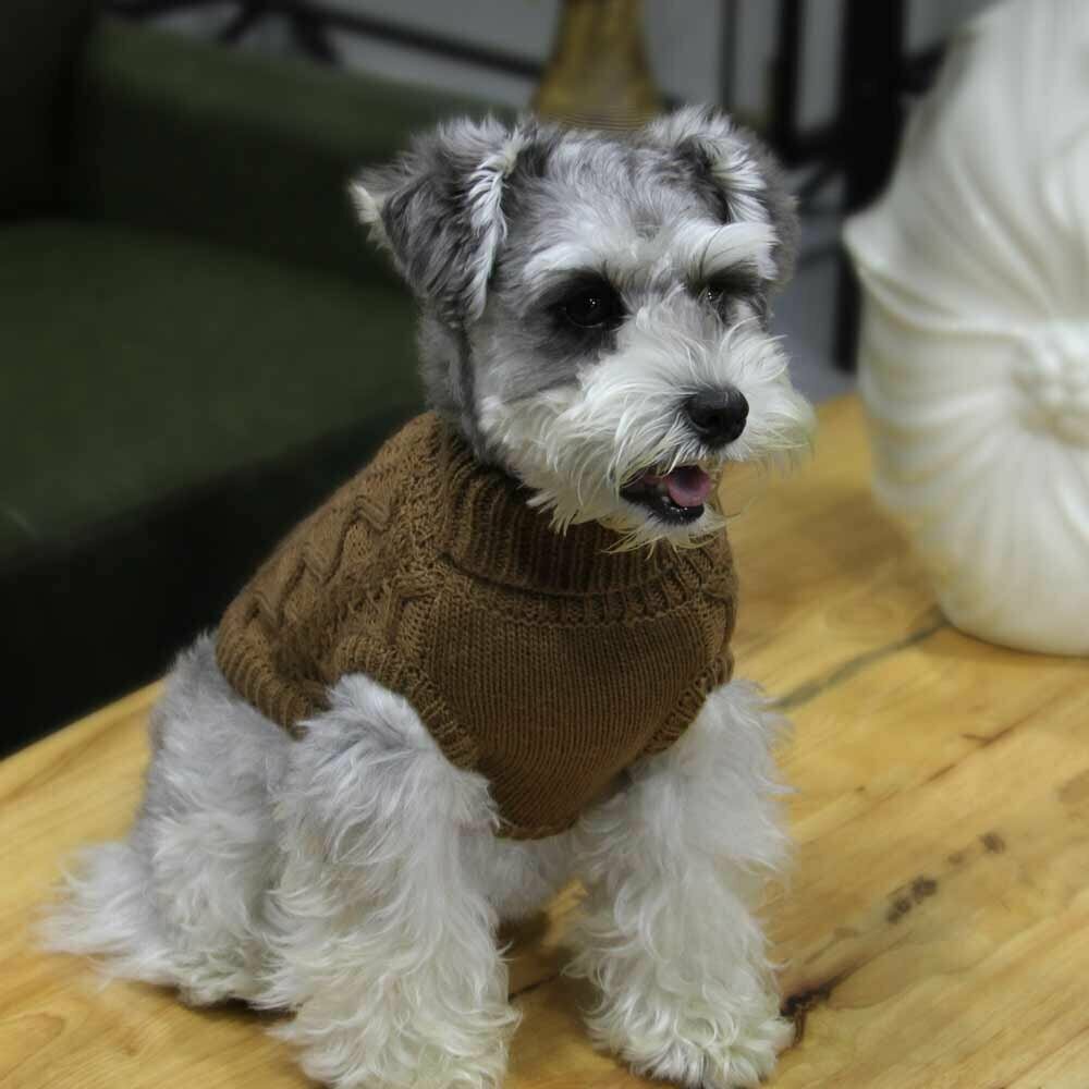 Warmer Hundepullover - Strick Sweater "Queenie" Braun