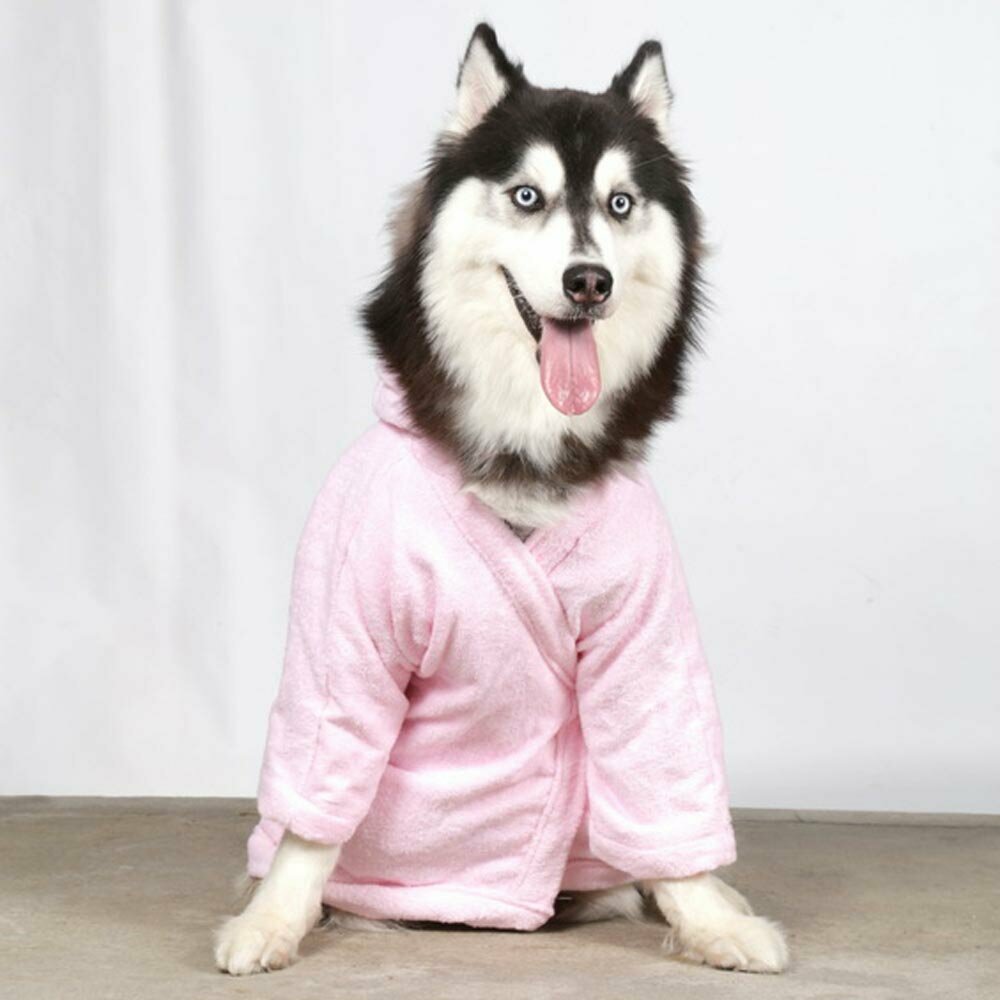 Bademantel für große Hunde rosa