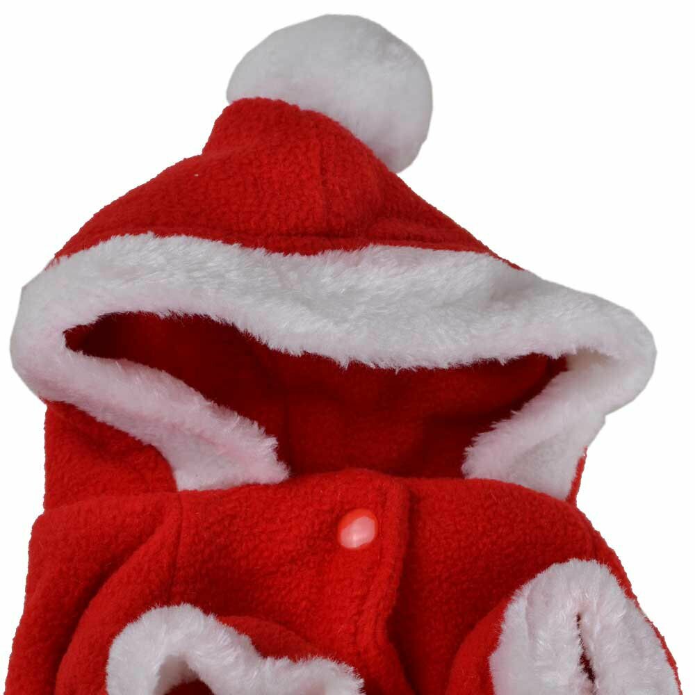 Weihnachtsmütze für Hunde rot mit weißen Kunstpelzrand und weißem flauschigem Pommel