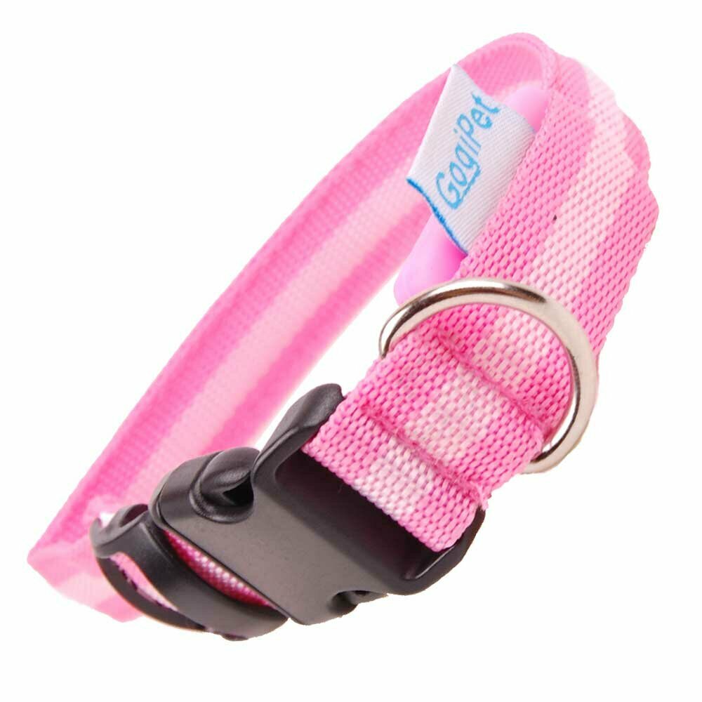 Rosa Flash Hundehalsband - GogiPet ® Slim Line Blink Hundehalsband mit LED Licht M