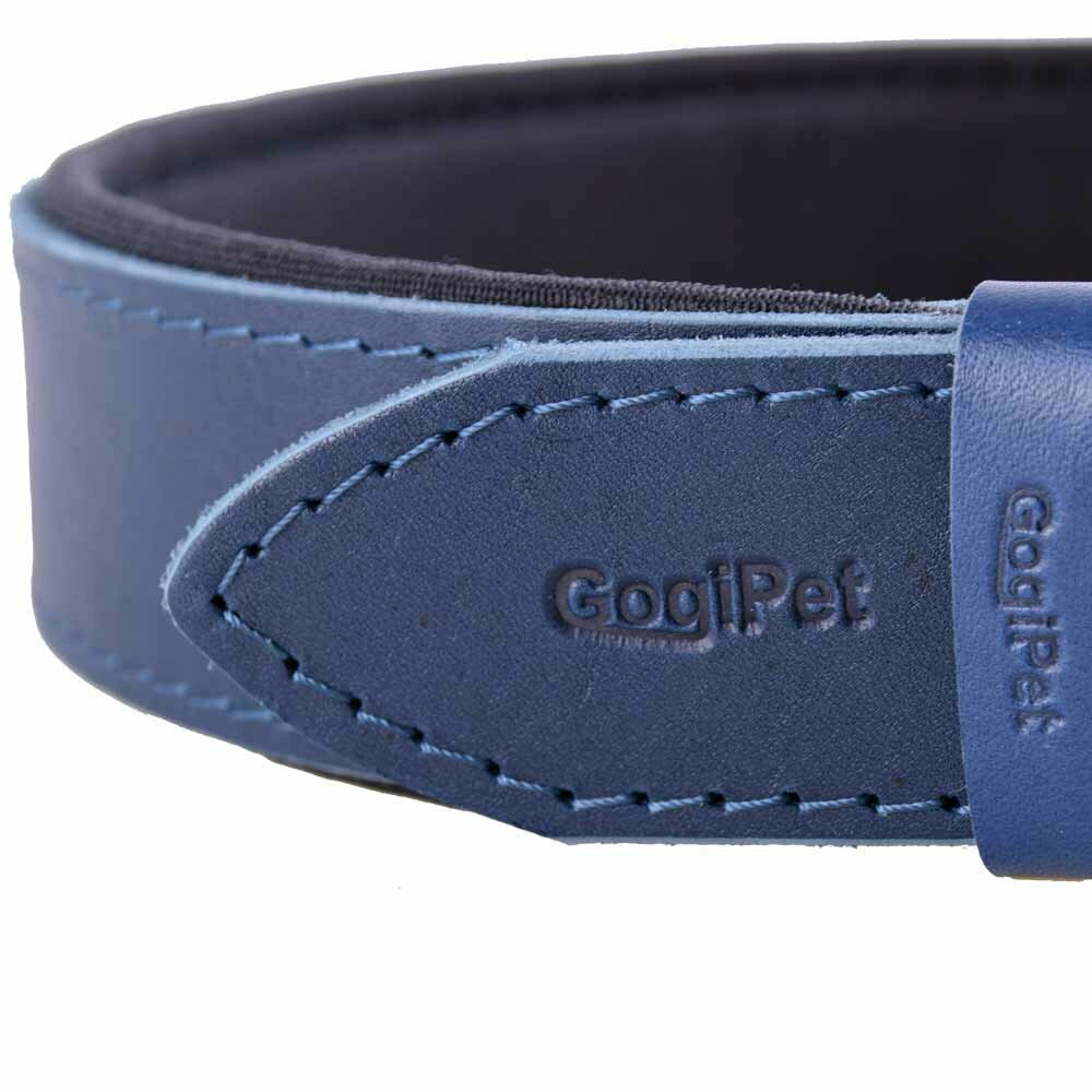 Komfort- Lederhundehalsband blau mit 70 cm