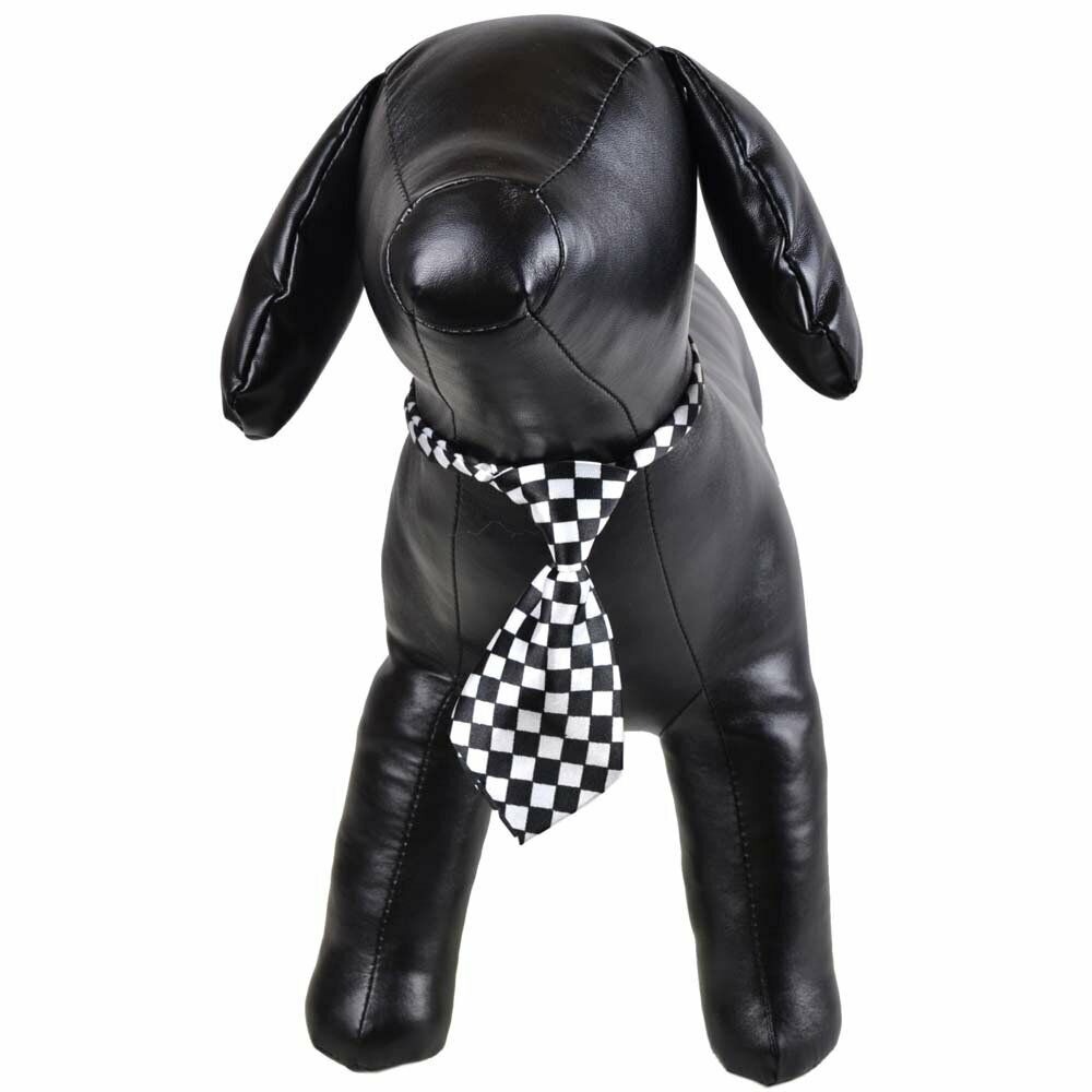 Krawatte für Hunde schwarz, weißes Schachmuster
