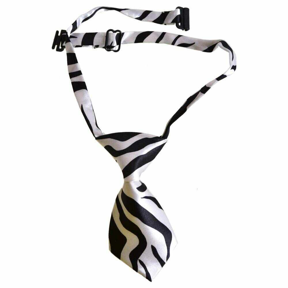 Krawatte für Hunde schwarz, weiß gestreifter Zebra Look von GogiPet