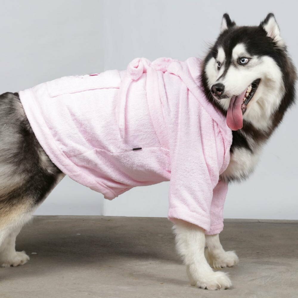 Hundebekleidung für große Hunde - rosa Bademantel - DoggyDolly BD051