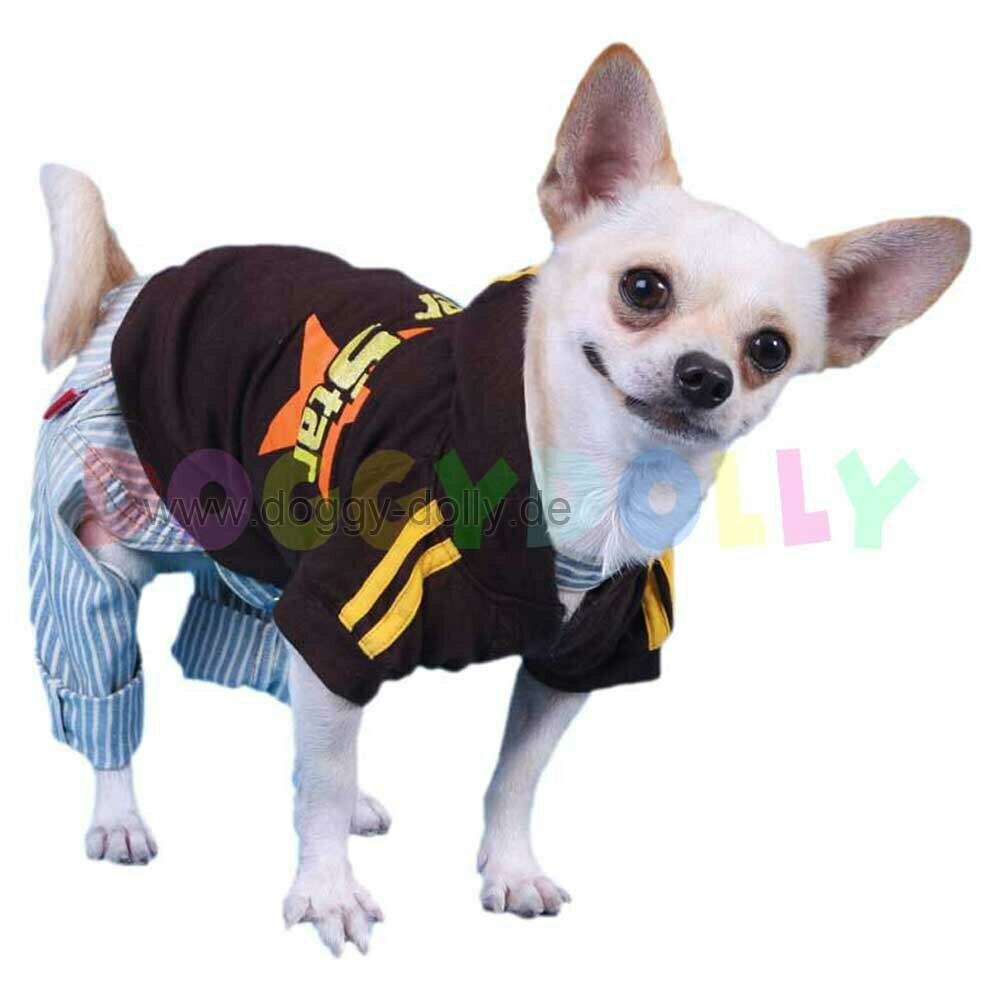 Kapuzenpullover für Hunde Super Star braun von DoggyDolly W030