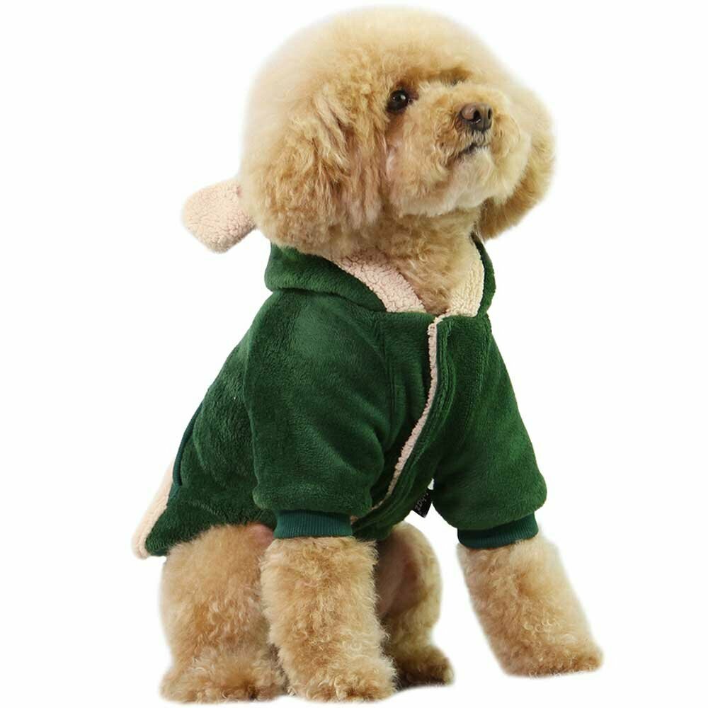 Grüner Bärchen Hundemantel für Hunde - warme Hundebekleidung von GogiPet aus Baumwolle