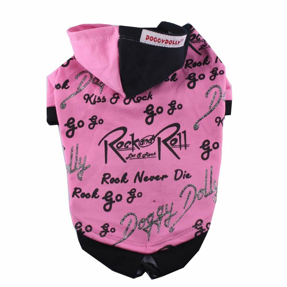 Rock & Roll pink Hundepullover für Mops und französische Bulldoggen