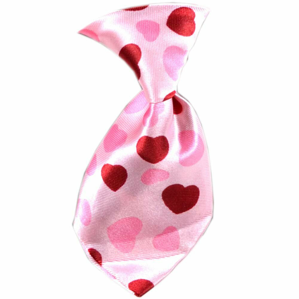 Krawatte für Hunde rosa mit Herzen