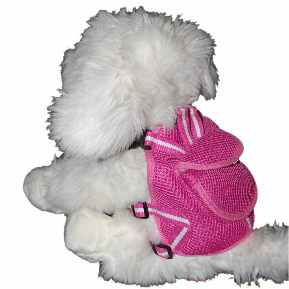 pinkfarbenes GogiPet ® Rucksack Hundebrustgeschirr in Größe L