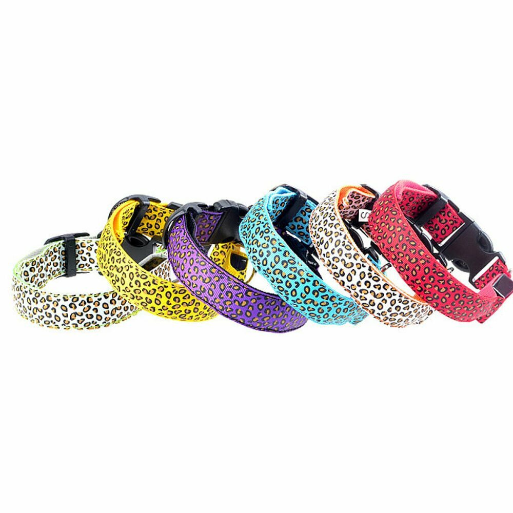 Leoparden Hundehalsbänder mit LED Licht von GogiPet ®