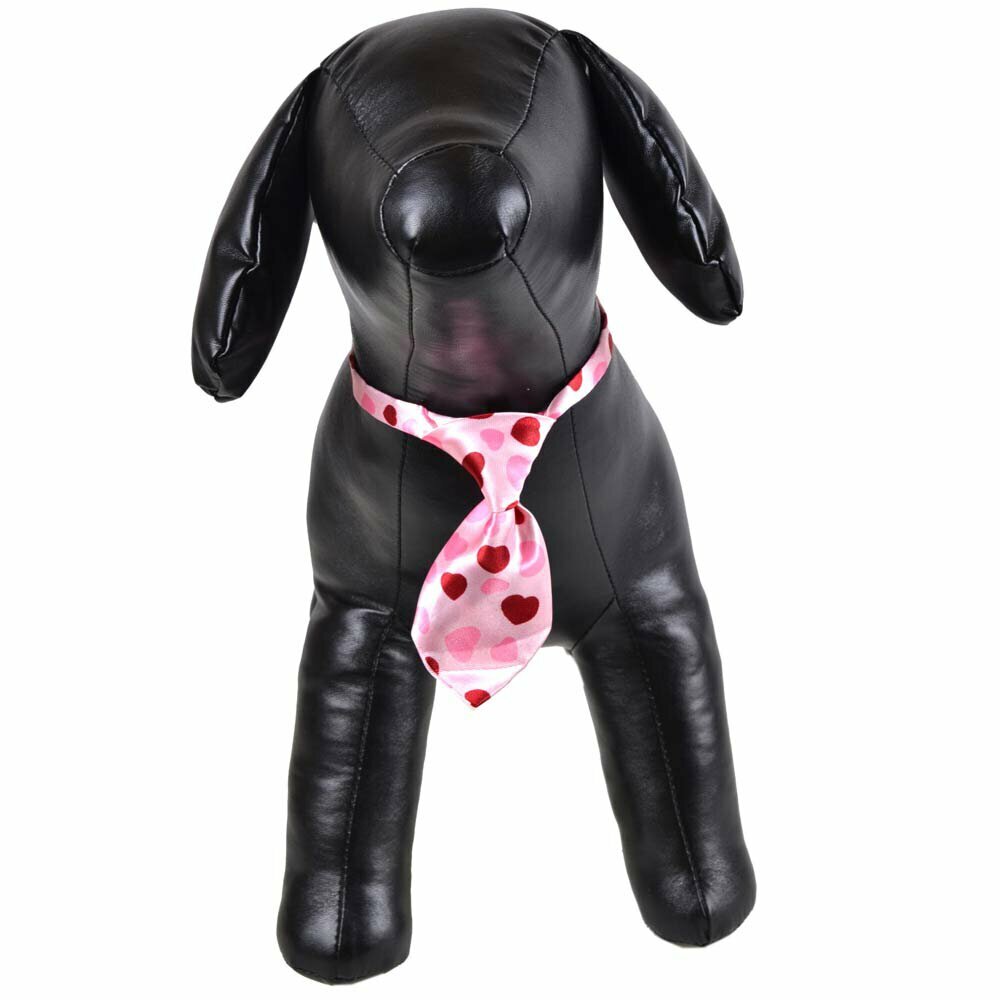 Krawatte für Hunde rosa mit Herzchen