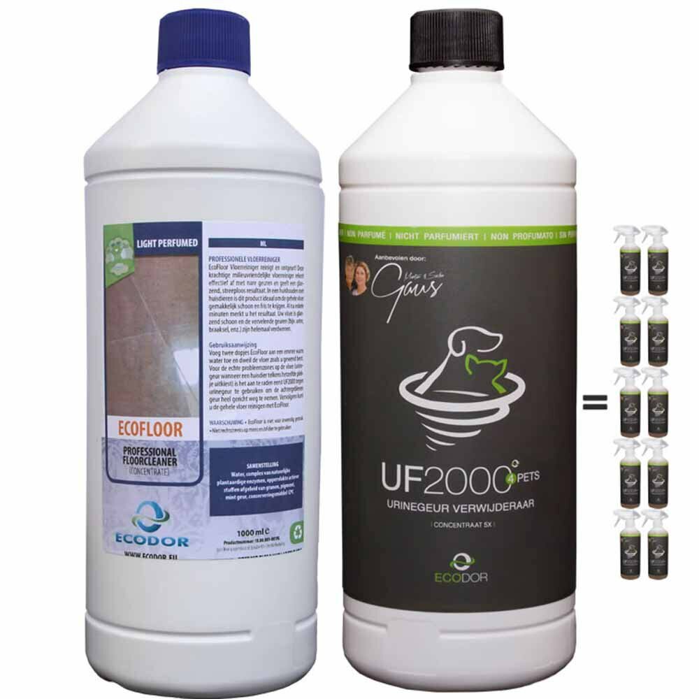 Ecodor UF2000 Konzentrat und EcoFloor das starke Paket gegen Uringeruch und Tiergerüche