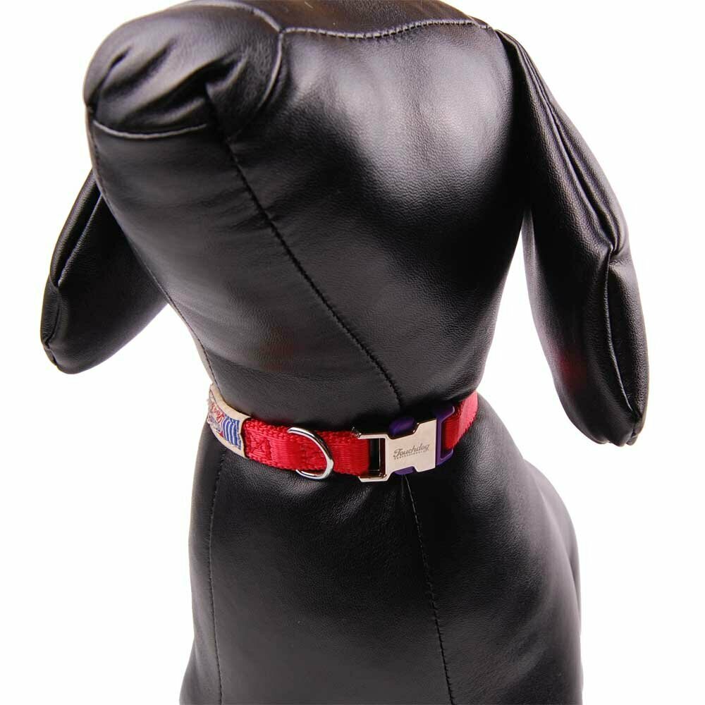 Hochwertiges, rotes Premium Hundehalsband aus Nylon mit Leine