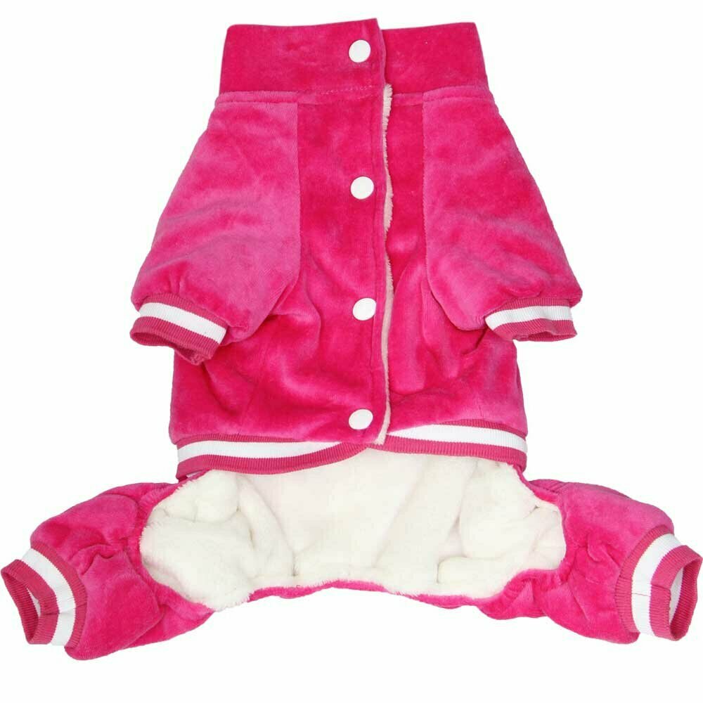 Samtig weicher Overall Pink -Warmes Hundegewand