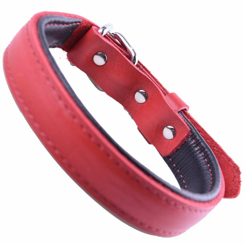 GogiPet ® Soft Lederhundehalsband rot mit 40 cm
