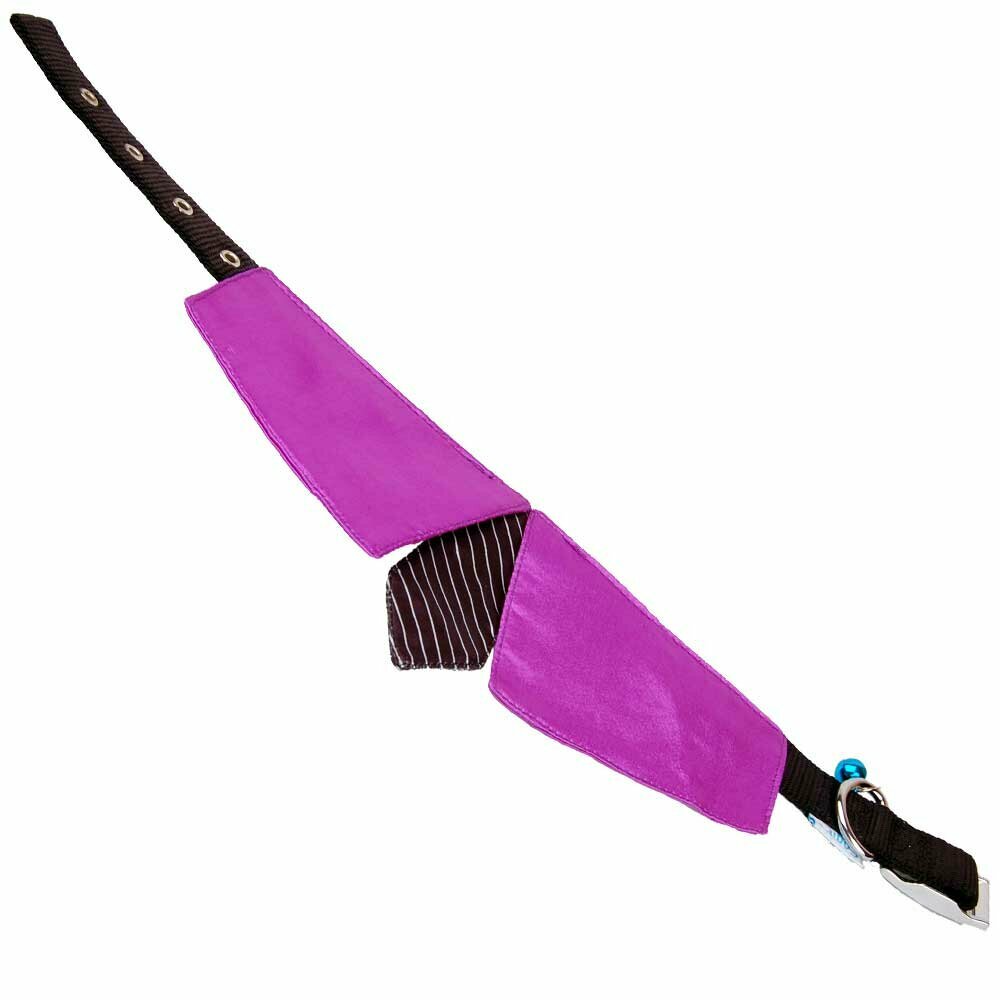 Hundehalsband mit Krawatte violett schwarz - GogiPet ® Kragenhalsband L