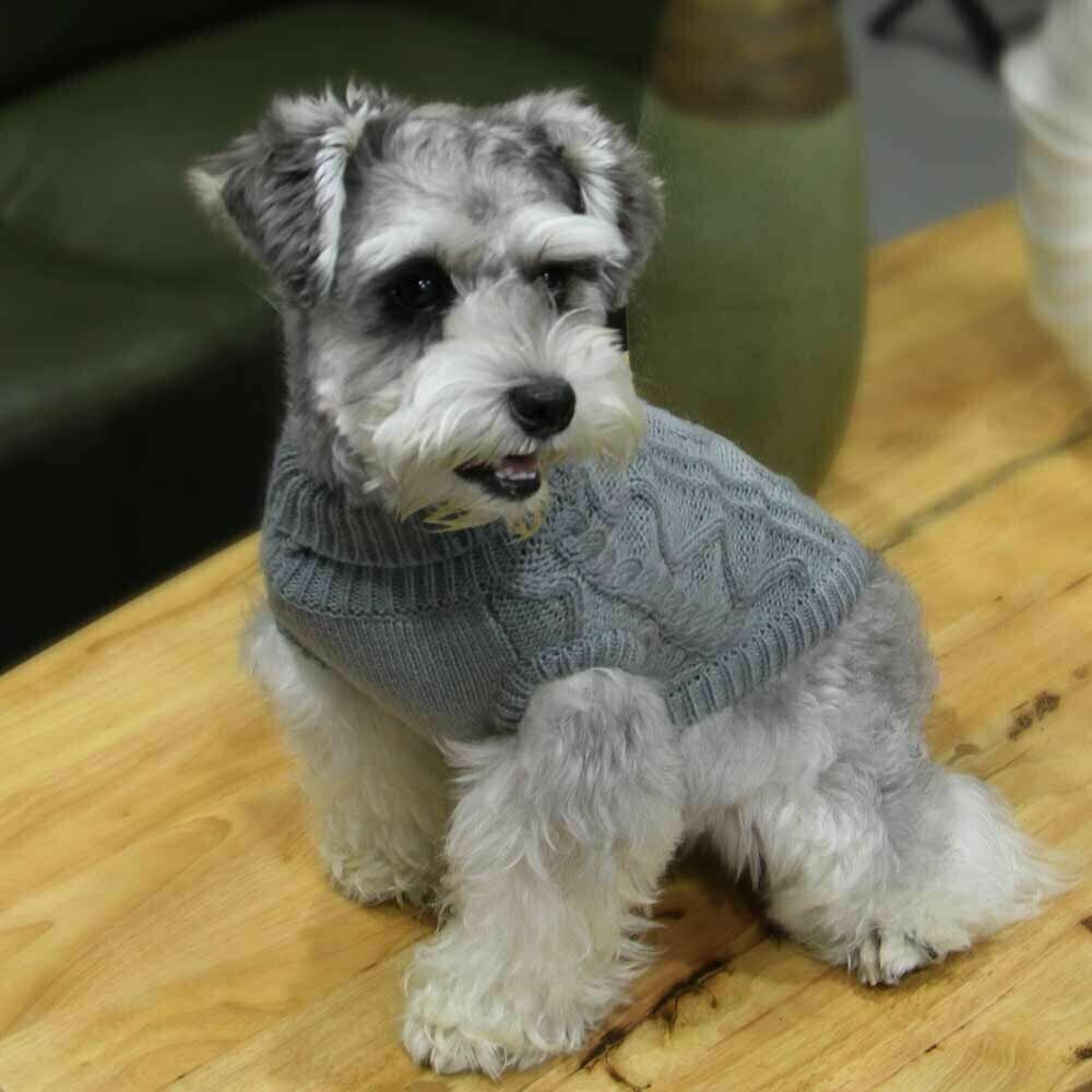 Warmer Hundepullover - Strick Sweater "Queenie" Grau