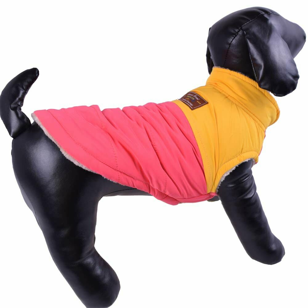 Warme Bekleidung für Hunde - Anorak gelb rosa