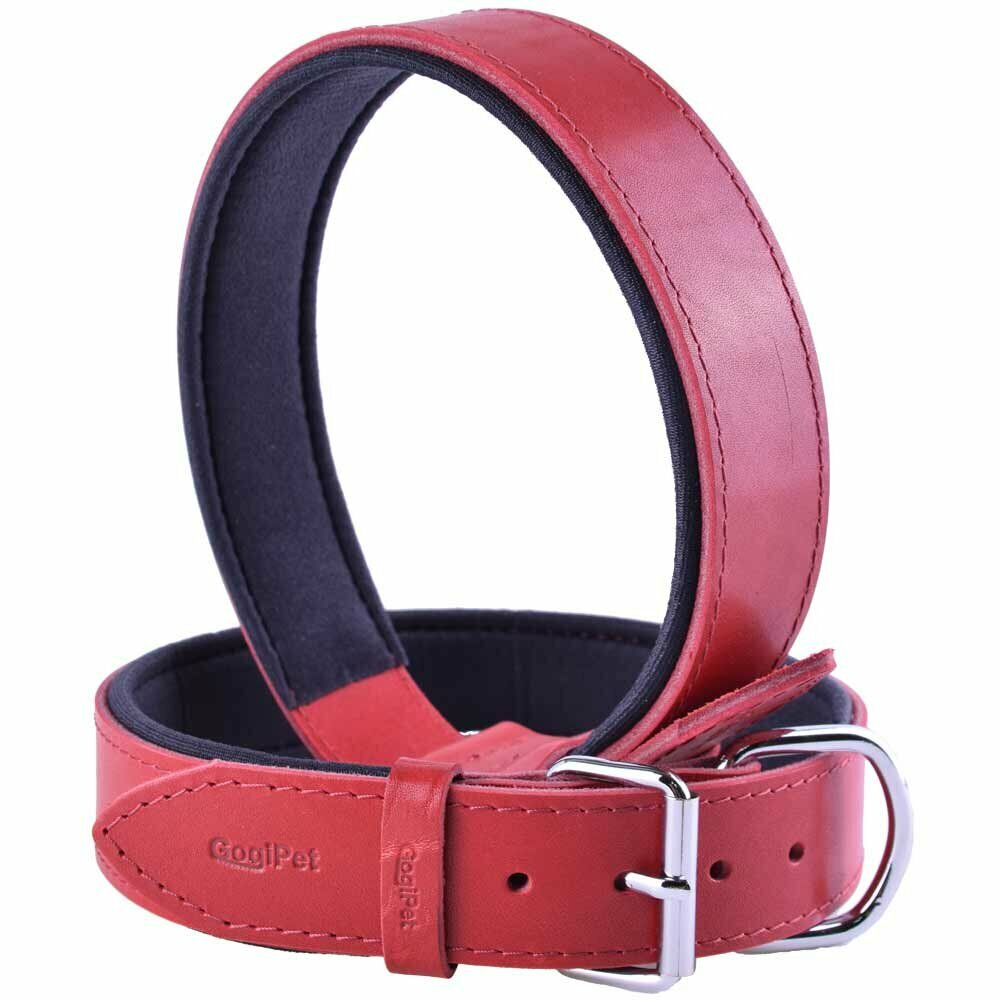 GogiPet® Komfort- Lederhundehalsband Rot