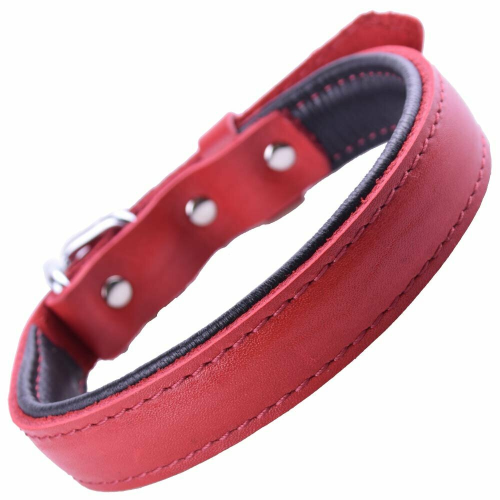 GogiPet ® Soft Lederhundehalsband rot mit 45 cm