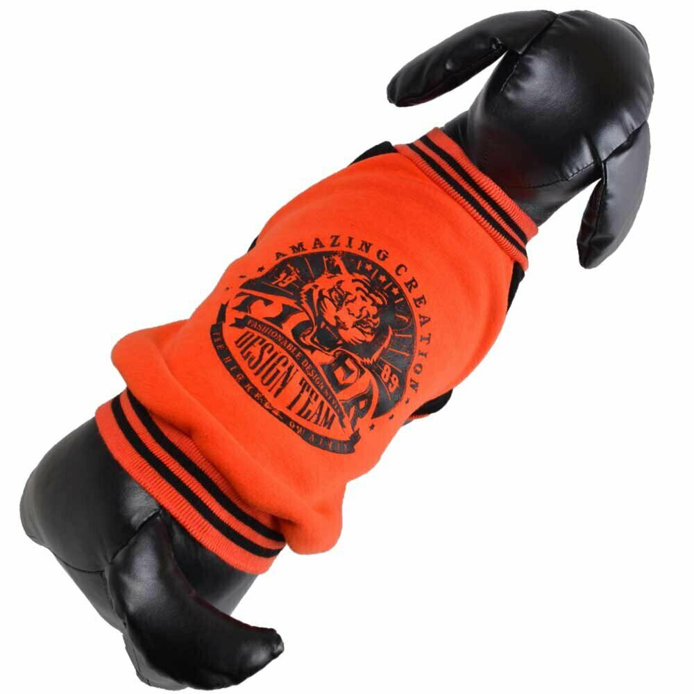 Warmer Hundepullover orange mit Tiger