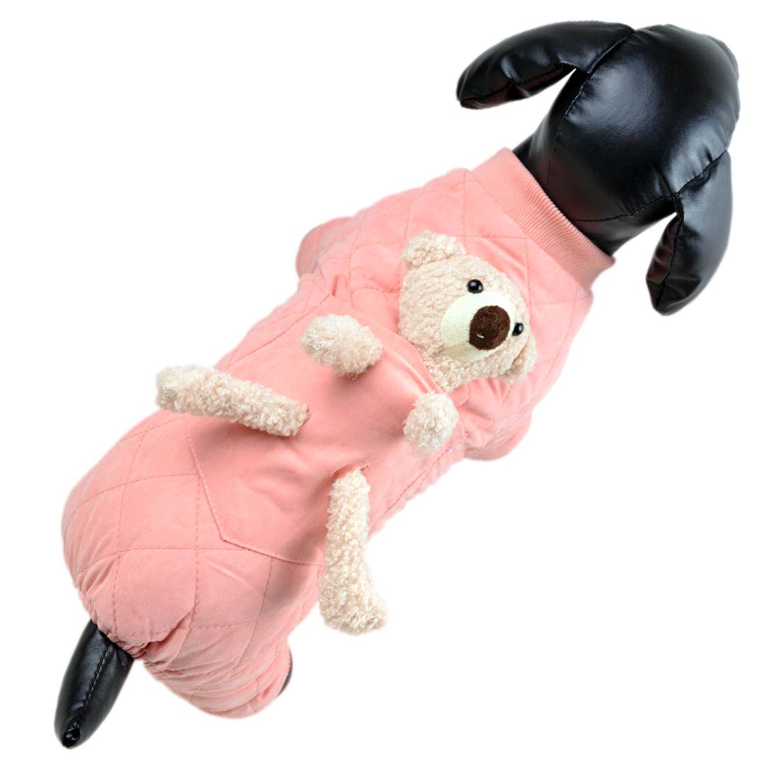 Rosa Hundemantel - warmes Hundegewand mit Teddy Bär