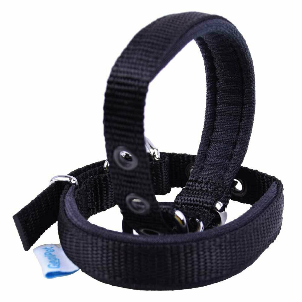 Gepolstertes GogiPet® Komfort Textil Hundehalsband schwarz