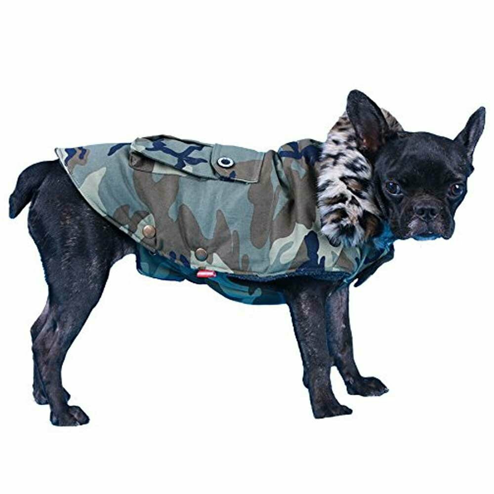 warme Hundebekleidung von DoggyDolly - Hundemantel Camouflage grün