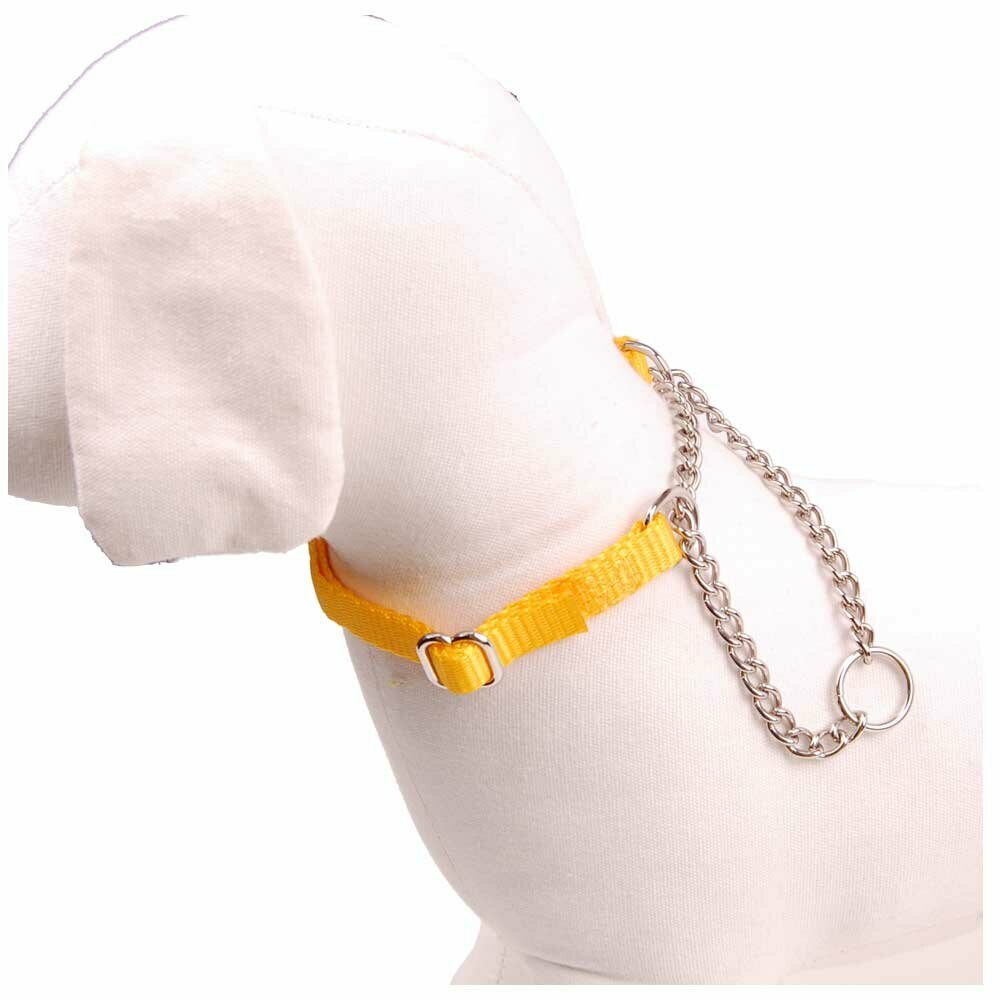 Nylon Hundehalsband gelb - gut reflektierend 1,5 cm Breit