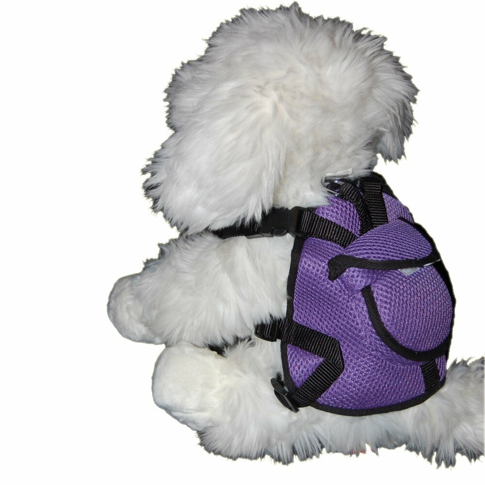 GogiPet ® Hunderucksack als Hundebrustgeschirr lila inkl. Hundeleine Größe S