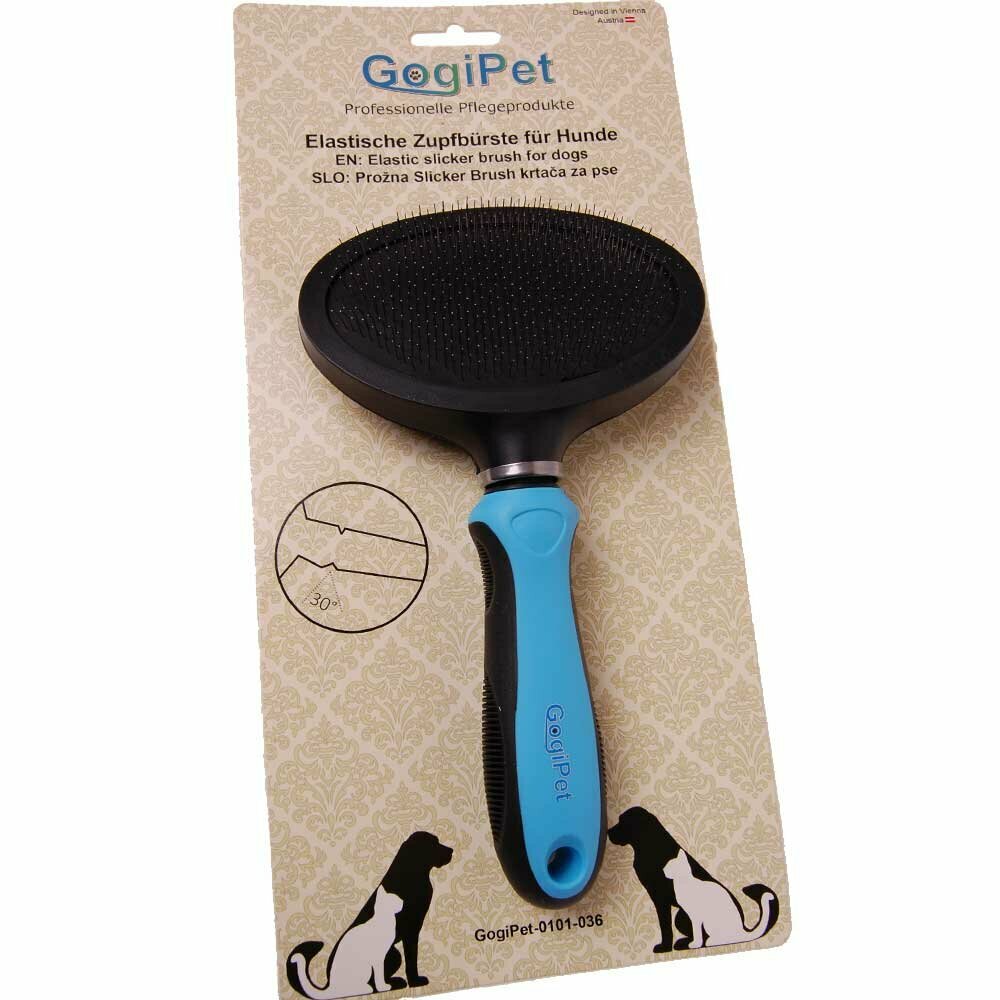 Original GogiPet Premium Zupfbürste Flexi L Oval - Hundebürste