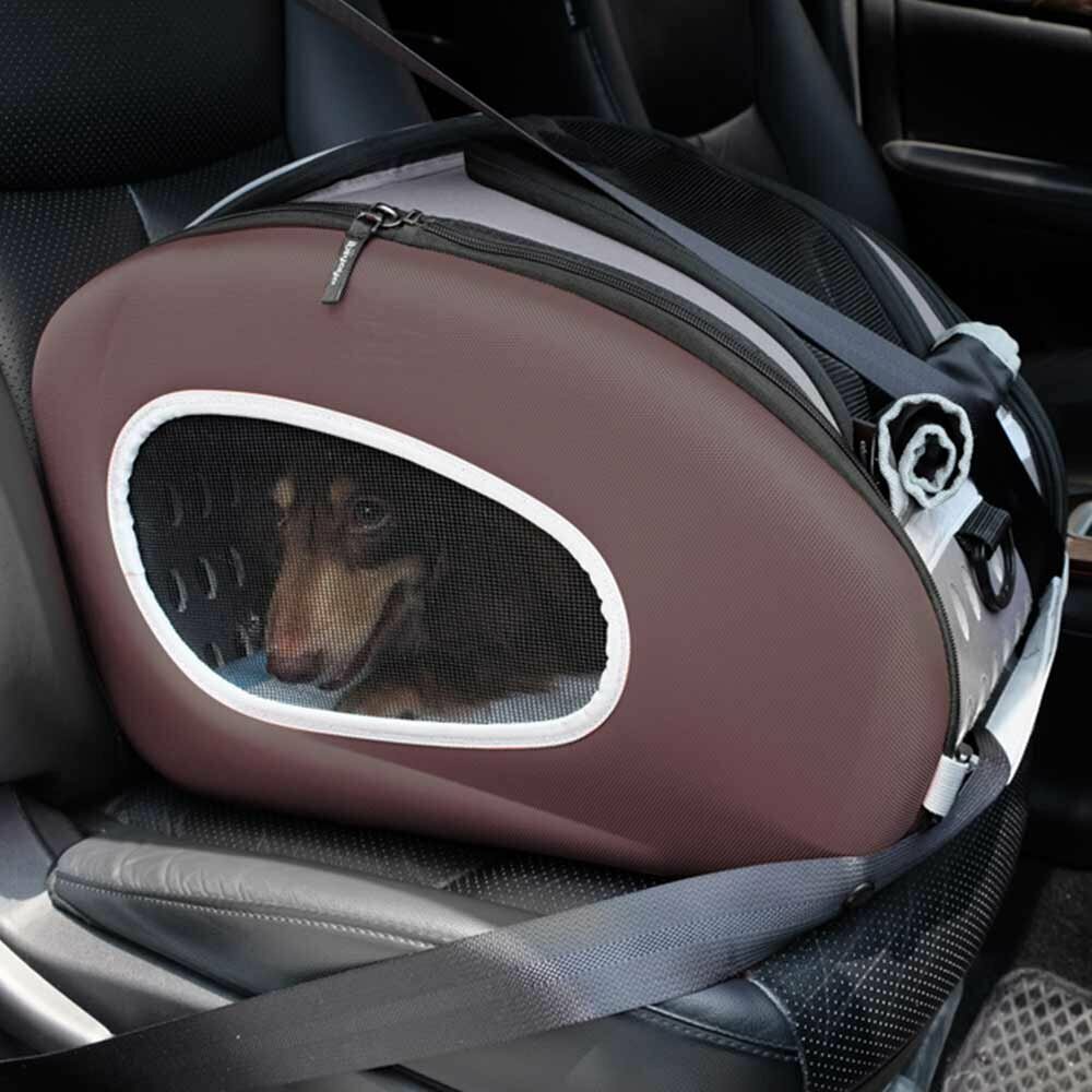 Braune Auto Transportasche für Hunde