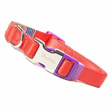 Rotes "Pfau" Hundehalsband und Leine im Set M