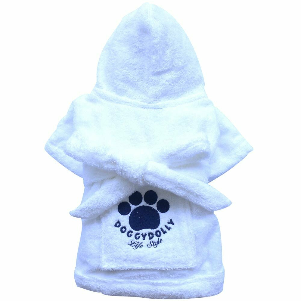 Mops Bademantel weiß - Hundebekleidung für Mops, französische Bulldoggen und Co