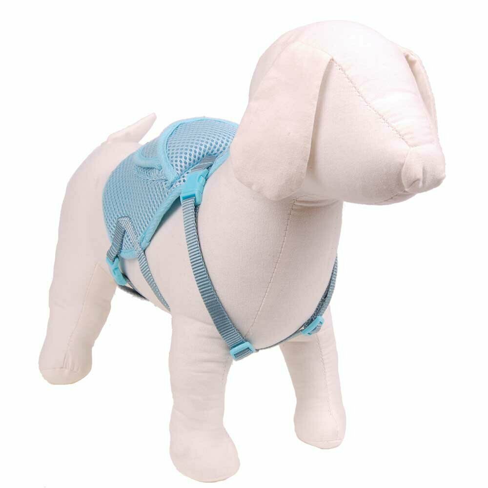 GogiPet ® Hundebrustgeschirr hellblau mit Rucksack und gratis Hundeleine