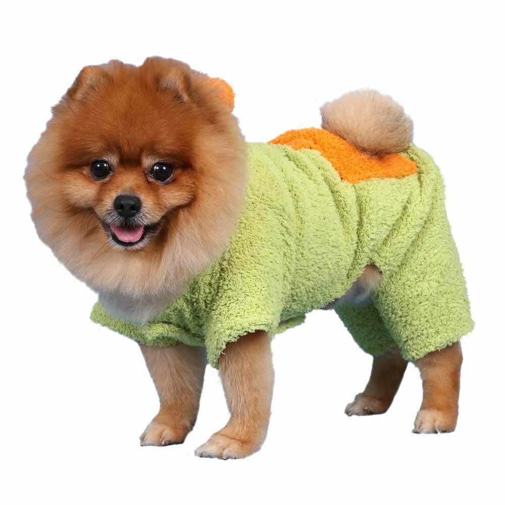 Liebeveoller kuschelweicher Hundepullover grün orange