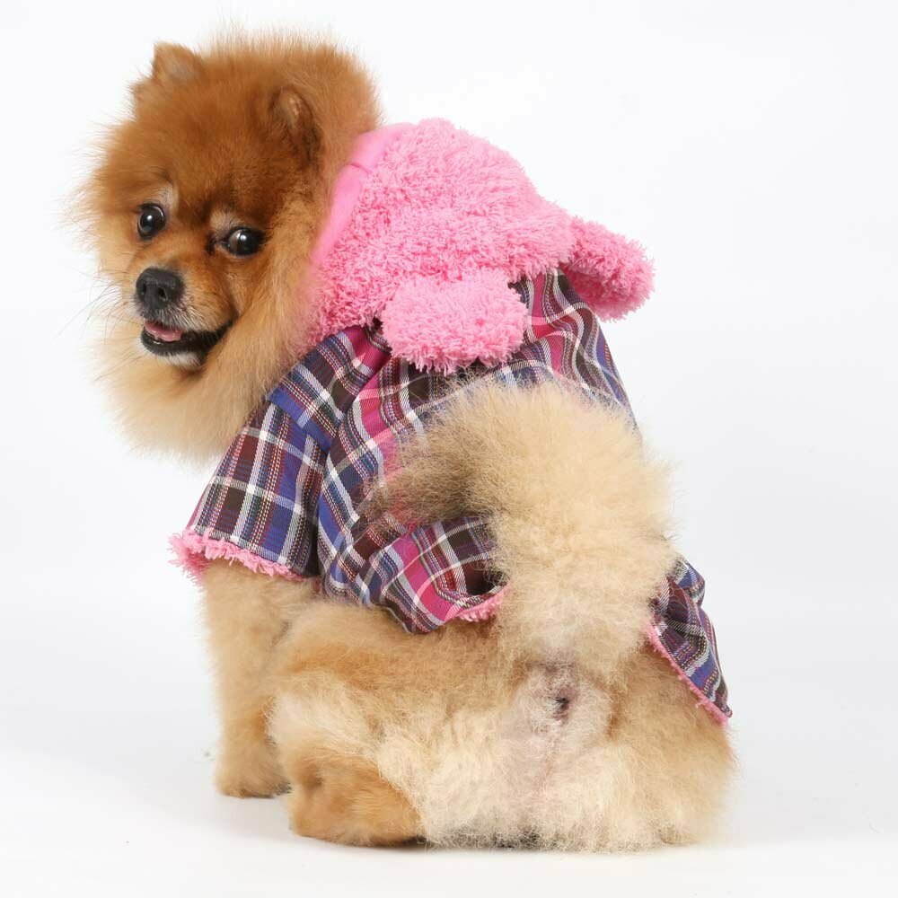 Niedlicher Hundemantel rosa mit Öhrchen und Kapuze