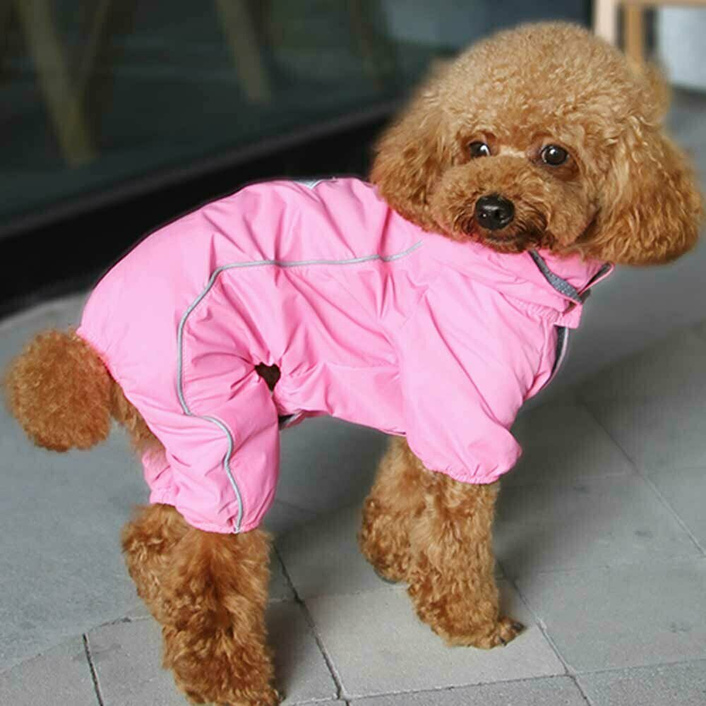 Hundebekleidung bei Regenwetter - Rosa Regenmantel für Hunde