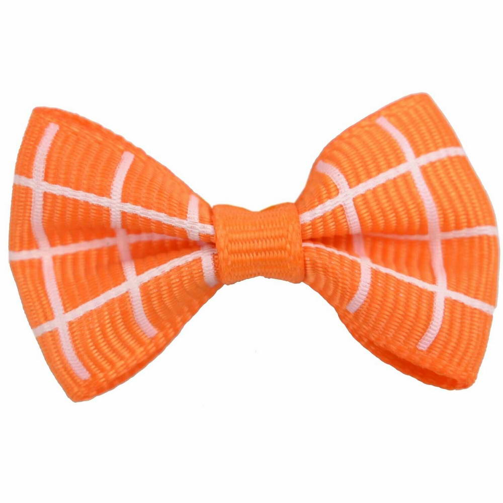 Hundesmascherl mit Haargummi orange weiß kariert von GogiPet