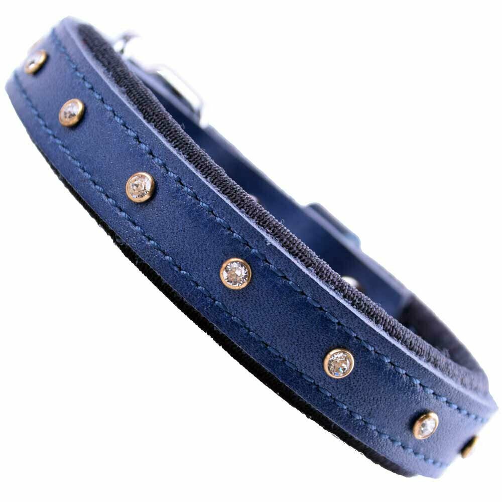 GogiPet® Swarovski Lederhundehalsband blau